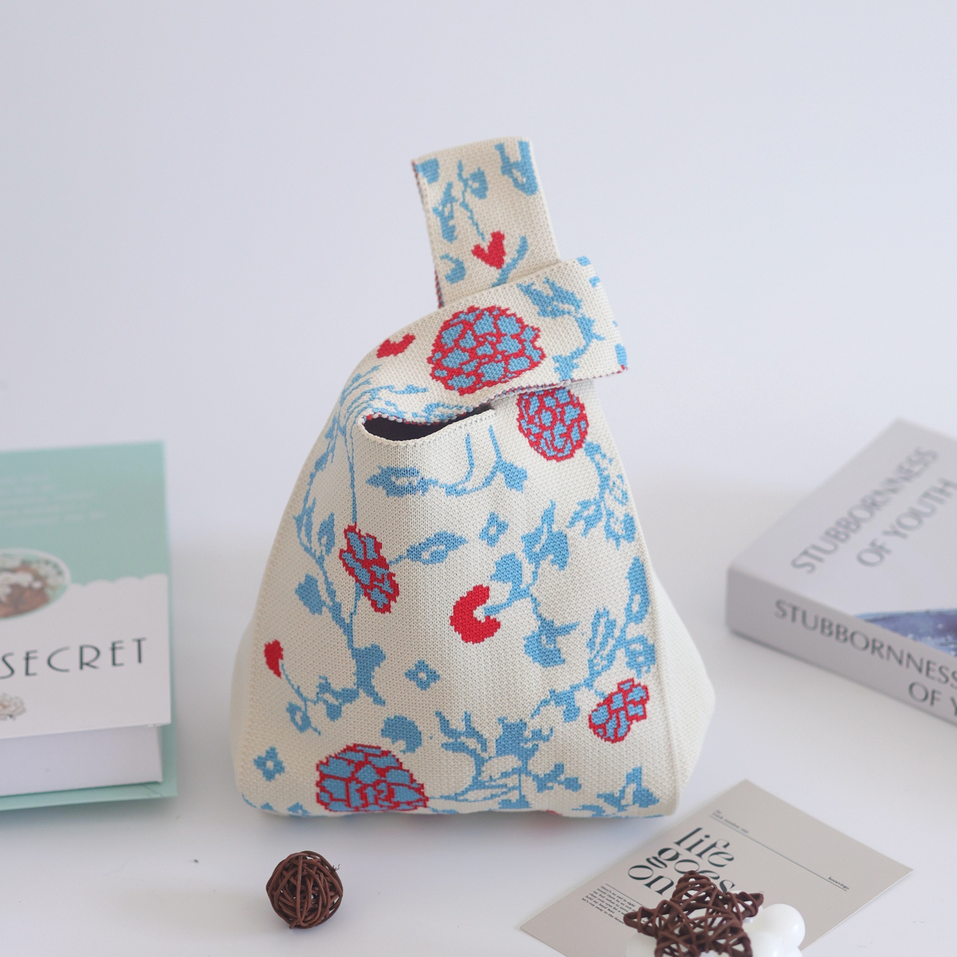 韩版针织包手提包水桶包托特包百搭编织包可爱笑脸系简约伴手礼详情17