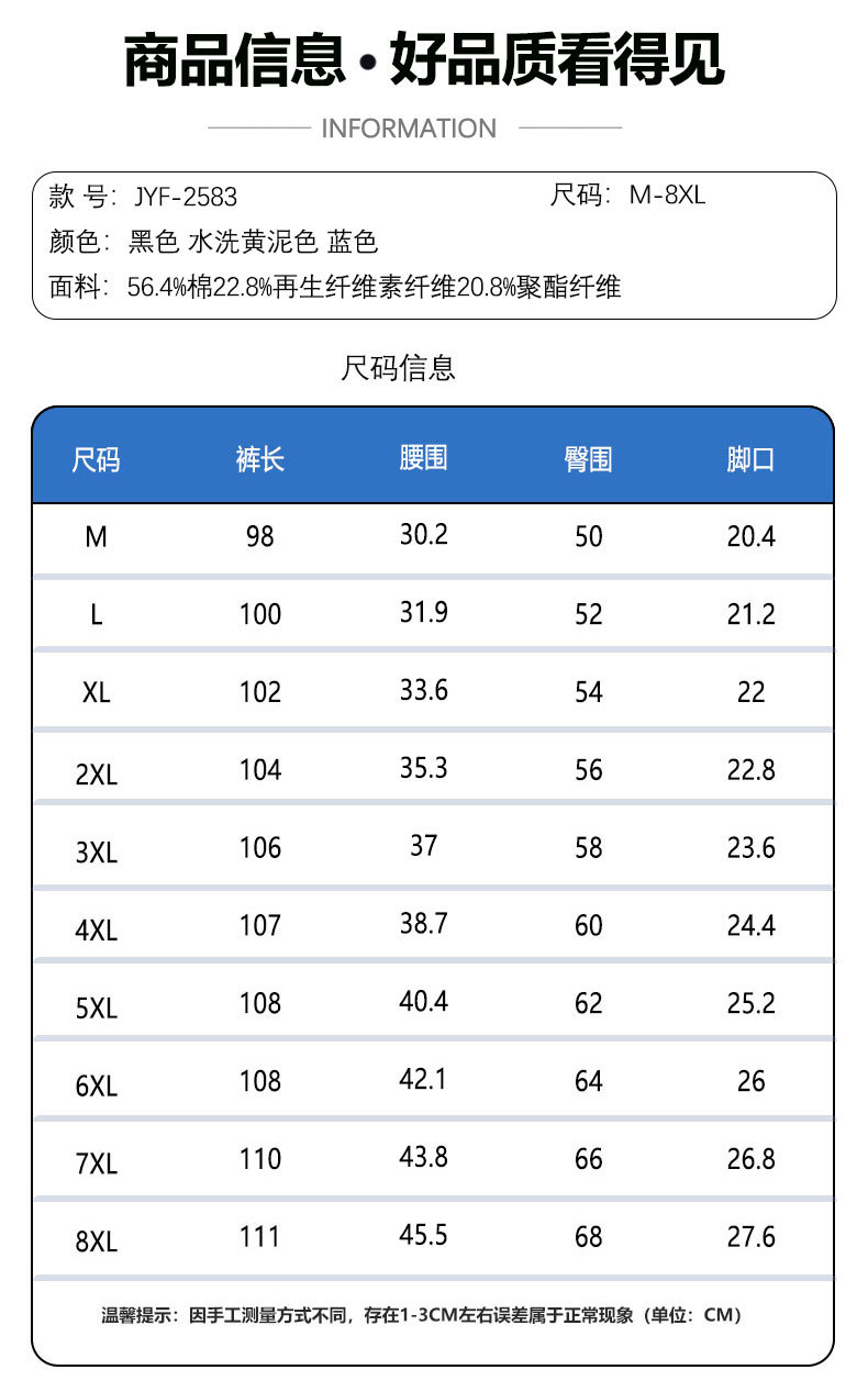 牛仔裤男款春夏季水洗复古美式潮牌宽松阔腿直筒裤大码工装长裤子详情7