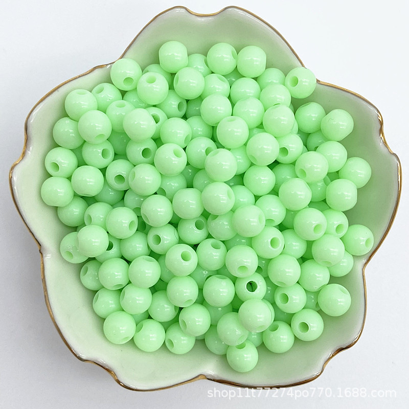 4/6/8mm亚克力直孔实色圆珠 diy手工串珠材料 光面珠子手机链散珠详情10