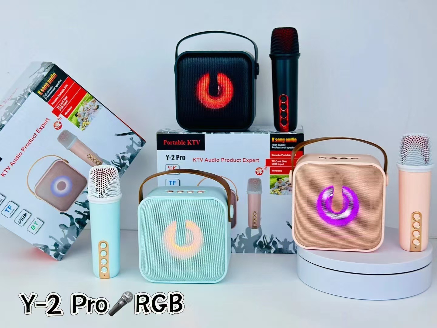 新款跨境 Y-2 Pro无线麦克风蓝牙家庭户外便携k歌音响长续航话筒详情8