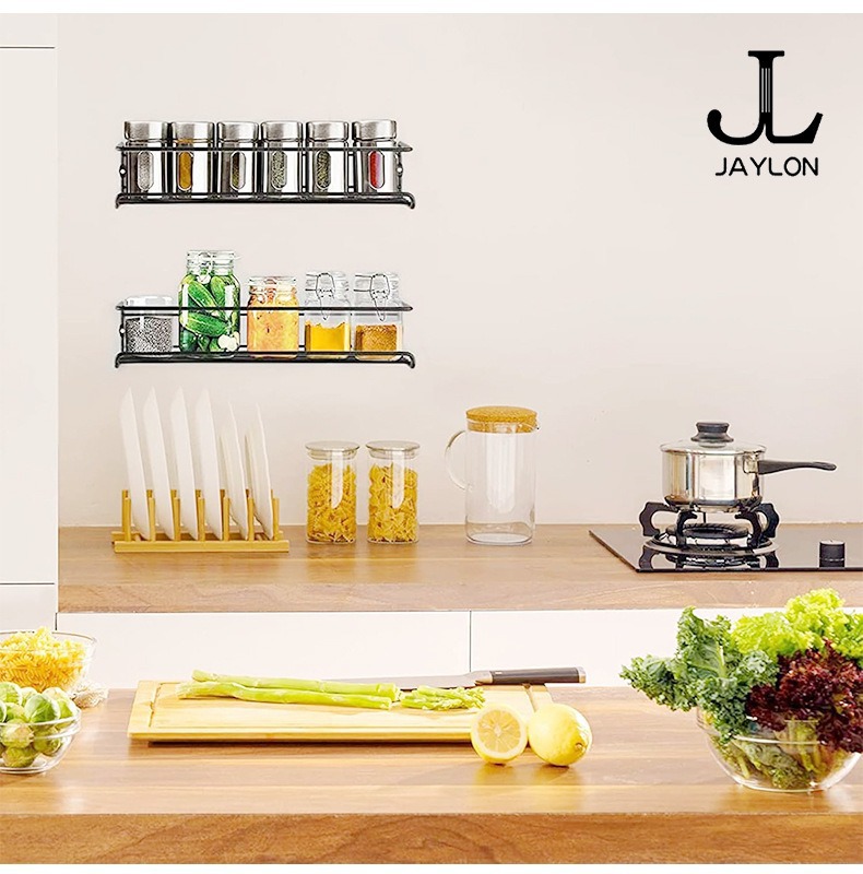 跨境铁艺调料置物架家用厨房壁挂式免打孔酱油架橱柜门调料收纳架详情6