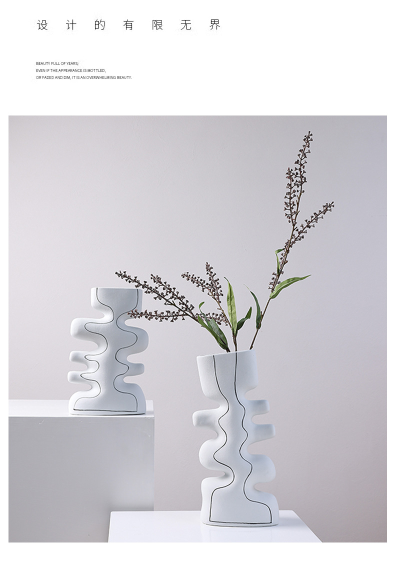 现代艺术家居软装银色陶瓷花瓶摆件 手工工艺品样板房别墅酒店装饰品详情7