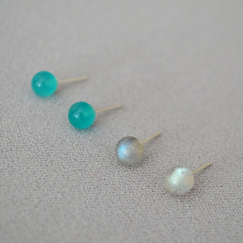 日韩小众简约月光拉长石天河石小巧日常通勤款925银针耳钉耳饰女详情7