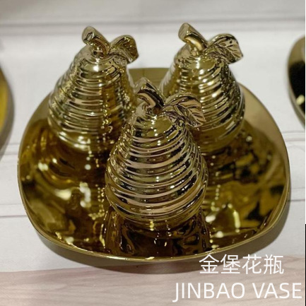 Modern minimalist French light luxury ceramic pear-shaped fruit plate decoration, home decoration handicrafts and gifts pic 4
