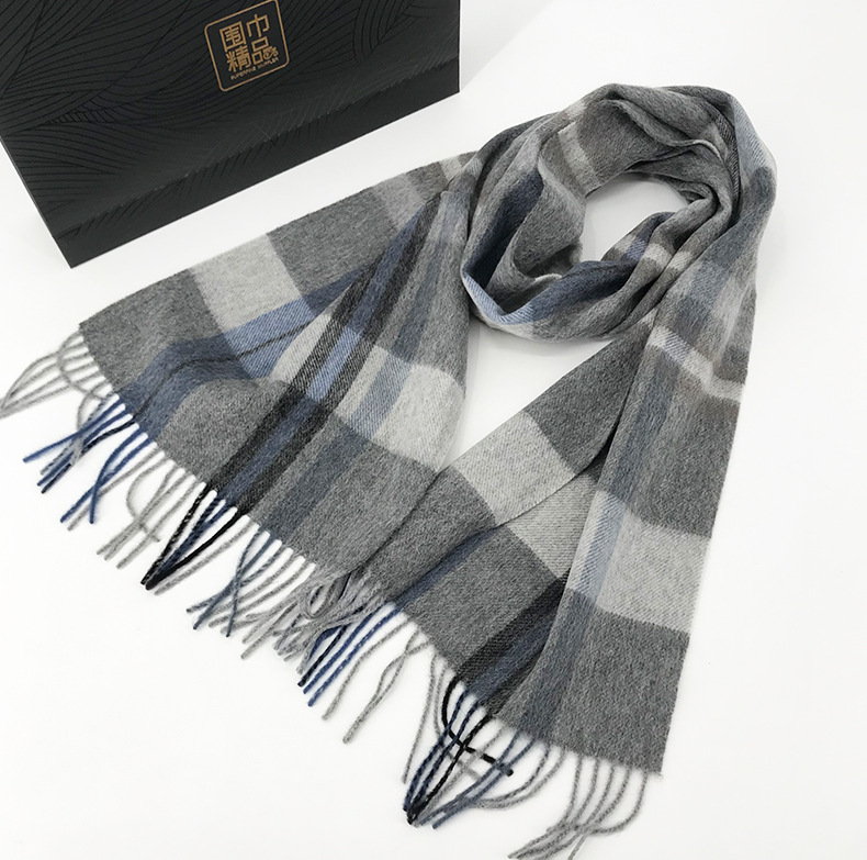 New checkered wool scarf for women, a high-end and fashionable look for autumn and winter. Thickened and warm tassel long scarves for couples, wholesale pic 16