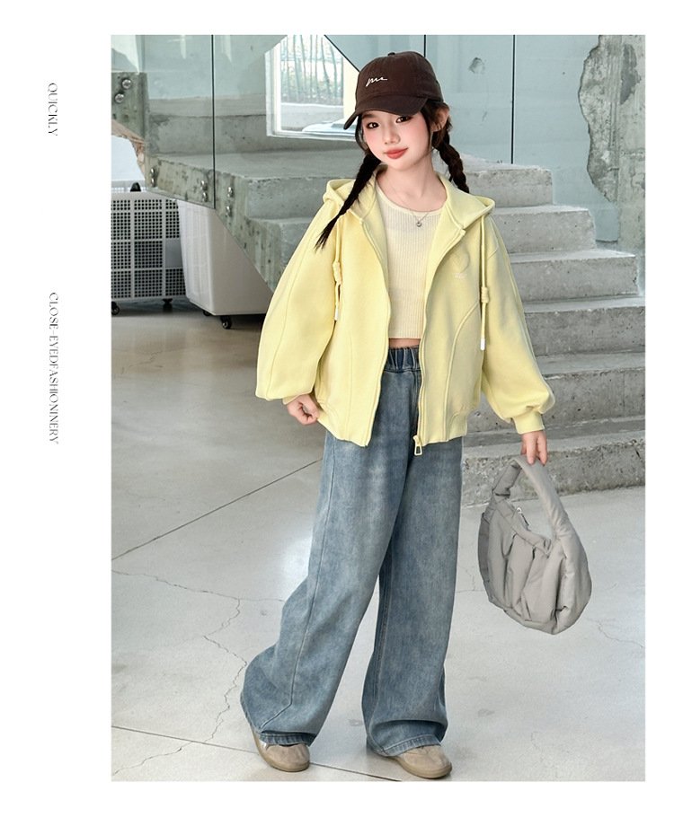 女童春秋款韩版休闲连帽卫衣外套中大童初中生洋气时尚儿童春装潮详情19