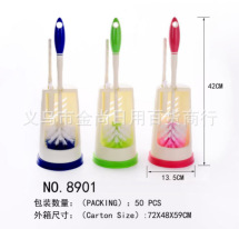 Bathroom double-brush head with base toilet brush set, plastic long-handled toilet brush, bathroom brush, toilet cleaning brush pic 3