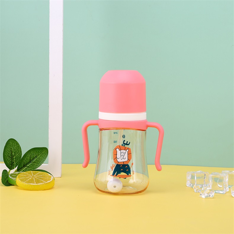 Custom nuevo estilo amplio de calibre doble mango recto con mango para bebés y niños dibujos animados dinosaurio botella antiatragantamiento pajita taza de agua pic 9