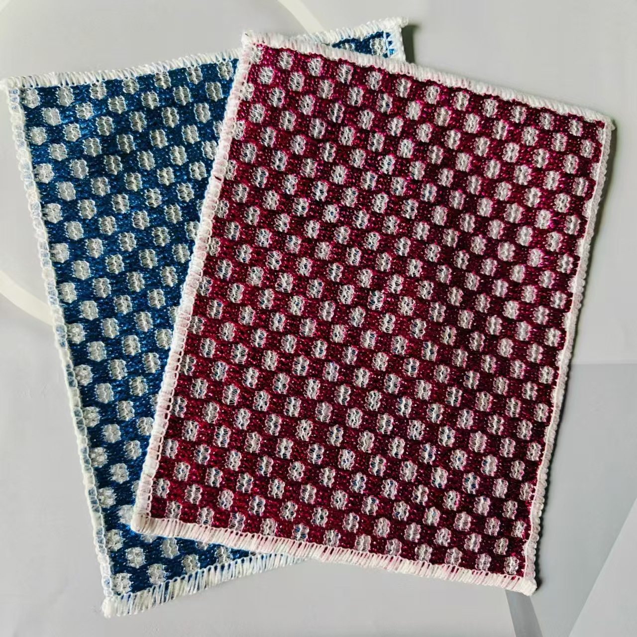 【 Zone 2-12 】 Colored checkered silver rags 50 yuan per bundle 5000 yuan per piece. Colored checkered silver rags for household use, double-sided rags for kitchen, colored rags for washing dishes and POTS, 1 yuan wholesale pic 3