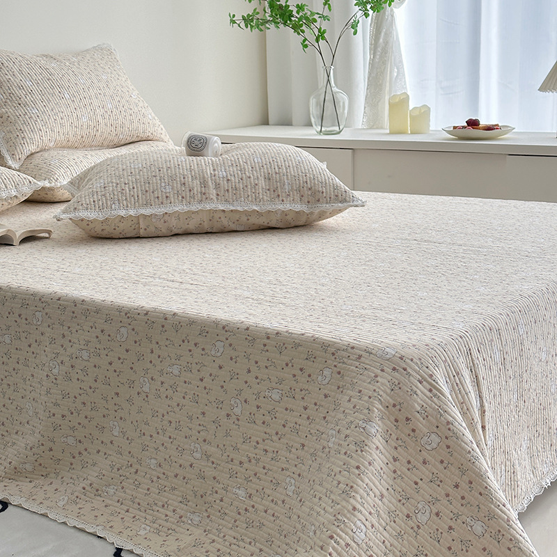 Lisa series, a three-piece set of all-cotton high-temperature sand-washed cotton bed cover, is skin-friendly, breathable and suitable for all seasons pic 5