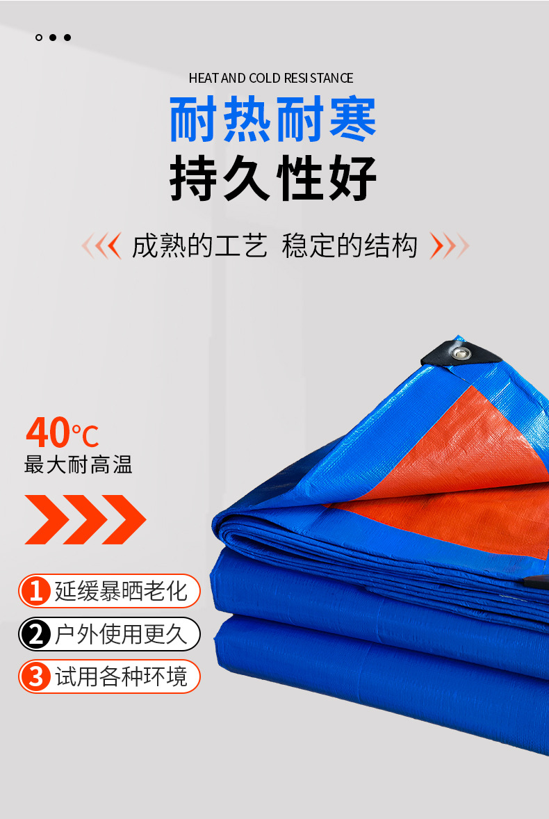 蓝色橙色折叠防水遮阳篷布塑料布详情7