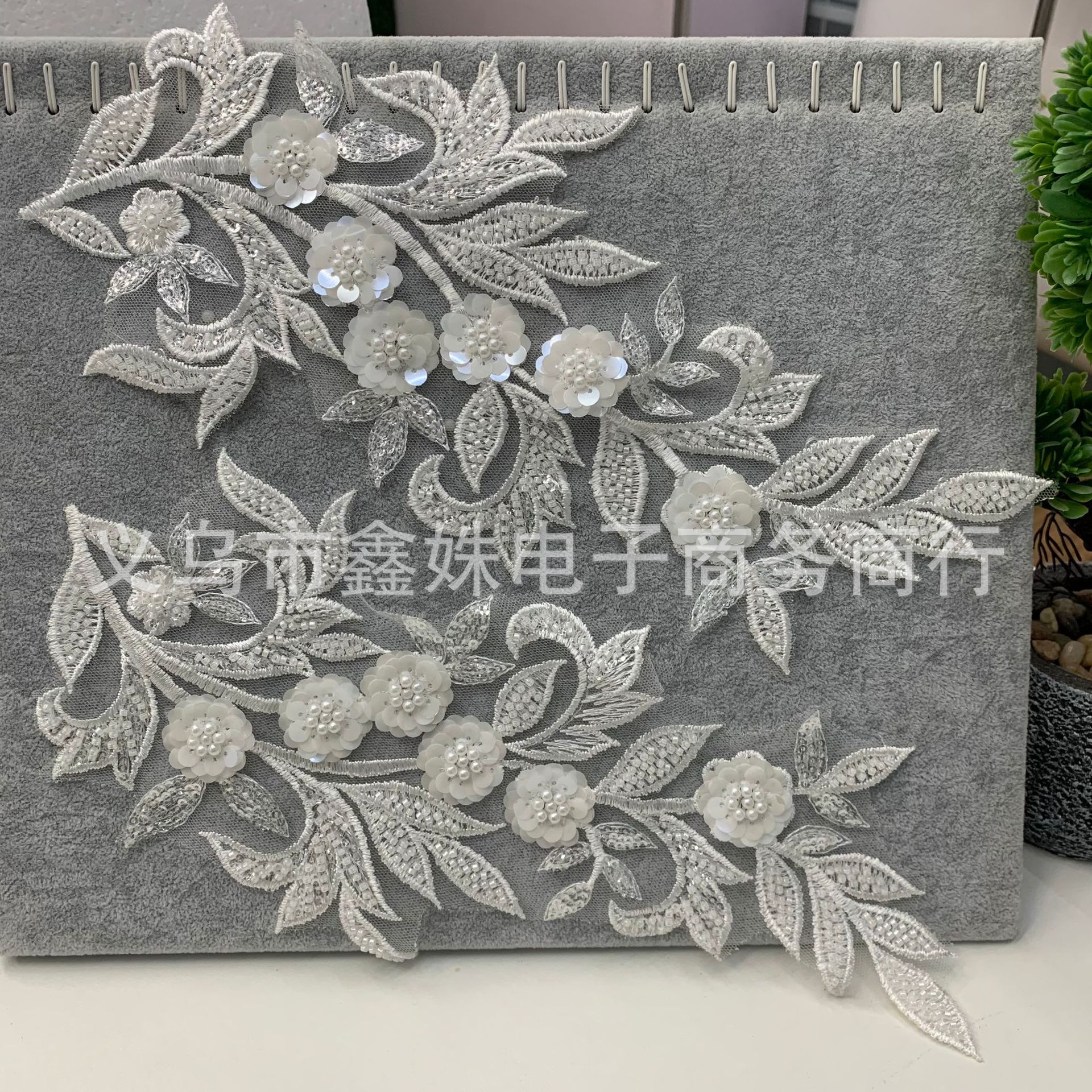 Best-selling colored three-dimensional lace embroidered fabric stickers for diy evening gowns and wedding clothing accessories with sequins and decals pic 4