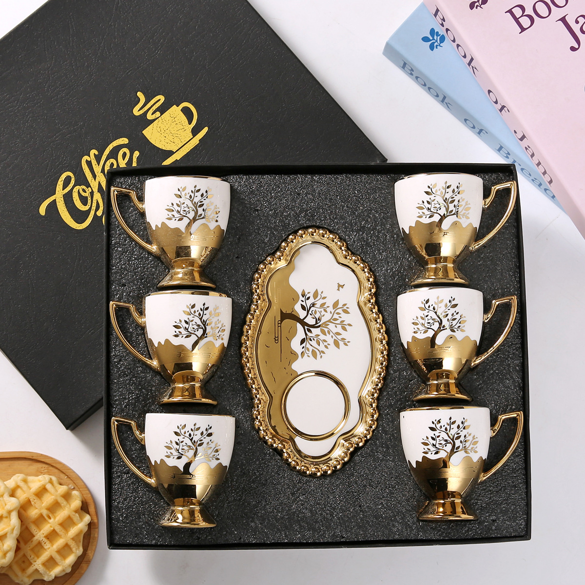 European-style ceramic cups, gold-plated creative coffee cup and saucer sets, Middle Eastern, European and American electroplated cups, business gift wine glasses pic 6