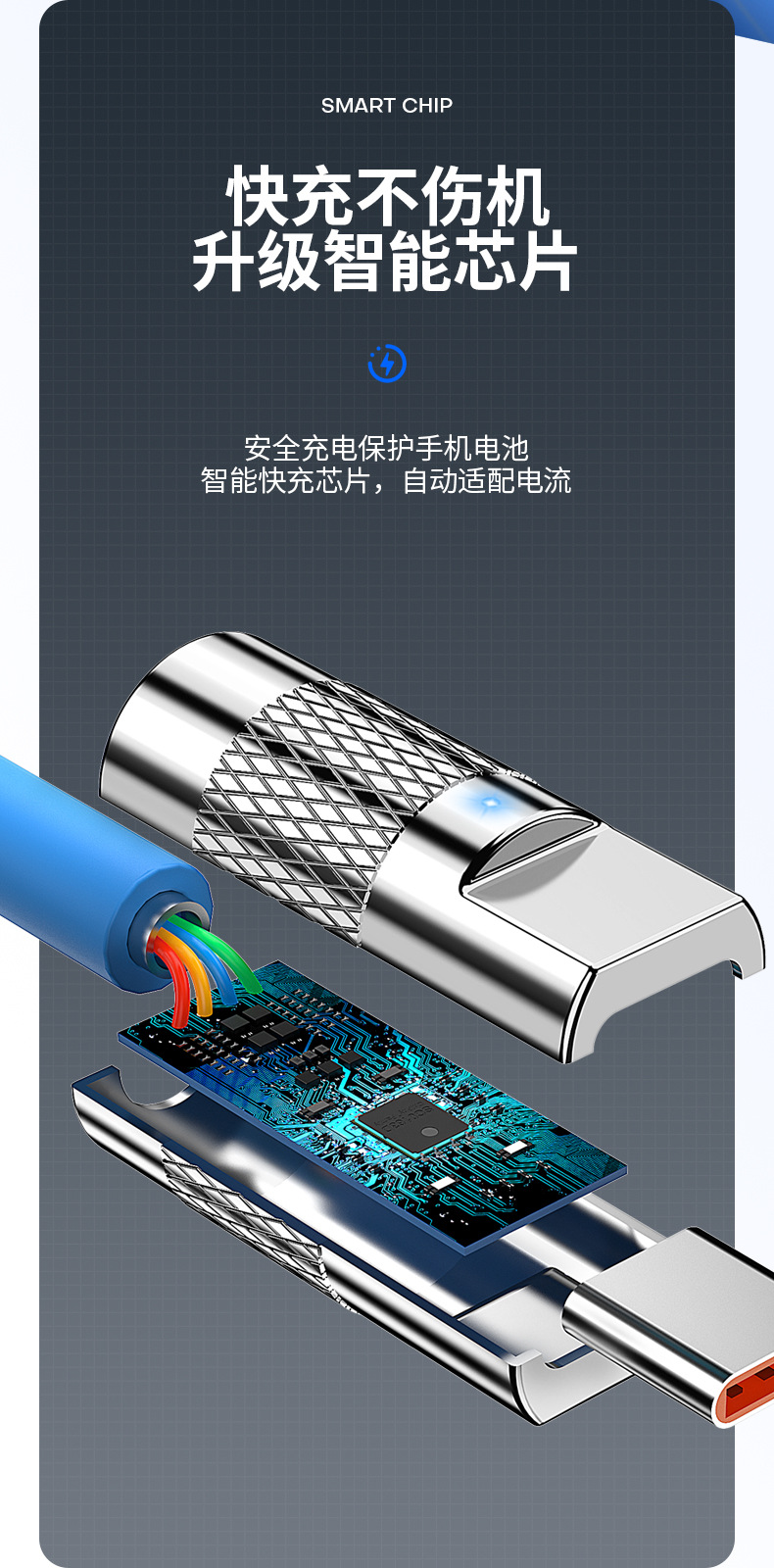 锌合金6A超级快充Type-C数据线加粗极客线适用华为安卓苹果充电线详情10
