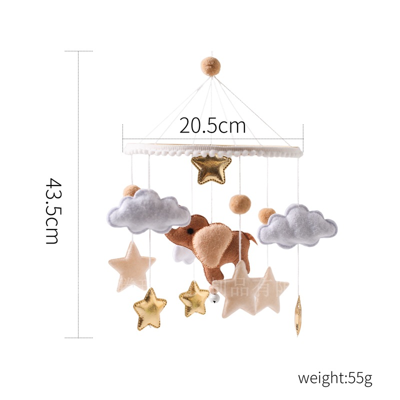 跨境新生儿不织布大象云朵星星床铃 宝宝安抚床头铃挂件哄睡风铃详情17