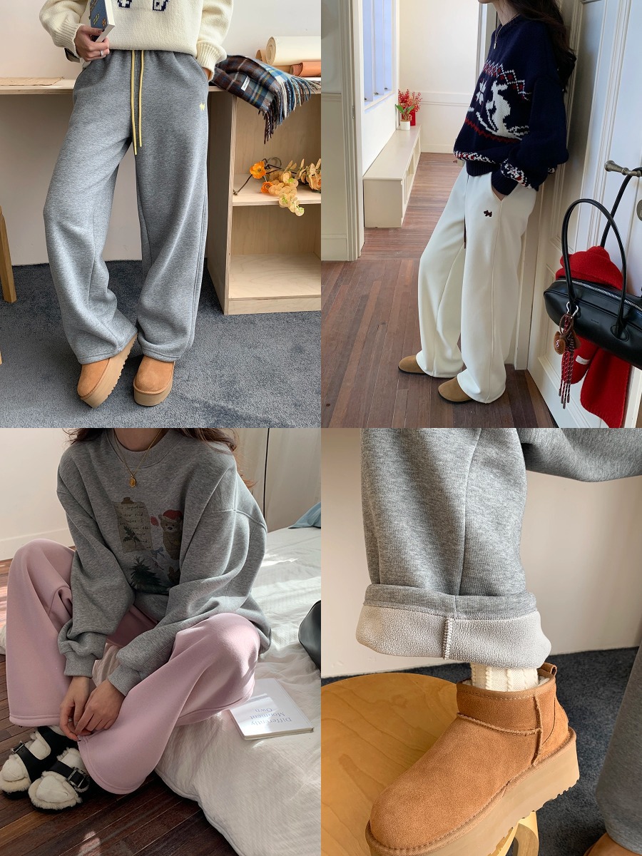 3thMorning撞色抽绳小狗刺绣宽松束脚阔腿加绒卫裤ZY2580详情20