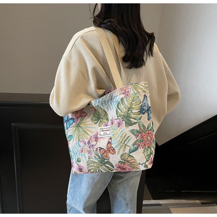 大容量国潮风帆布包包女2025新款通勤托特包女ins大学生上课单肩包详情40