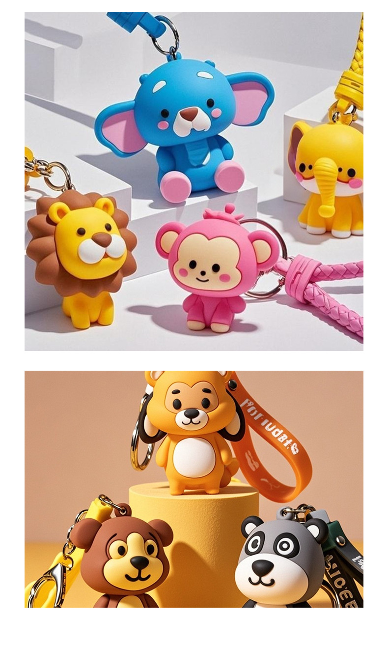 High-end custom cute cartoon mascot keychains, PVC soft rubber silicone decorative keychains, car keys pic 10