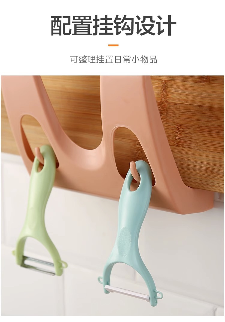 简约锅盖架收纳架厨房多功能壁挂菜板架 免钉免打孔带挂钩厨房架详情11