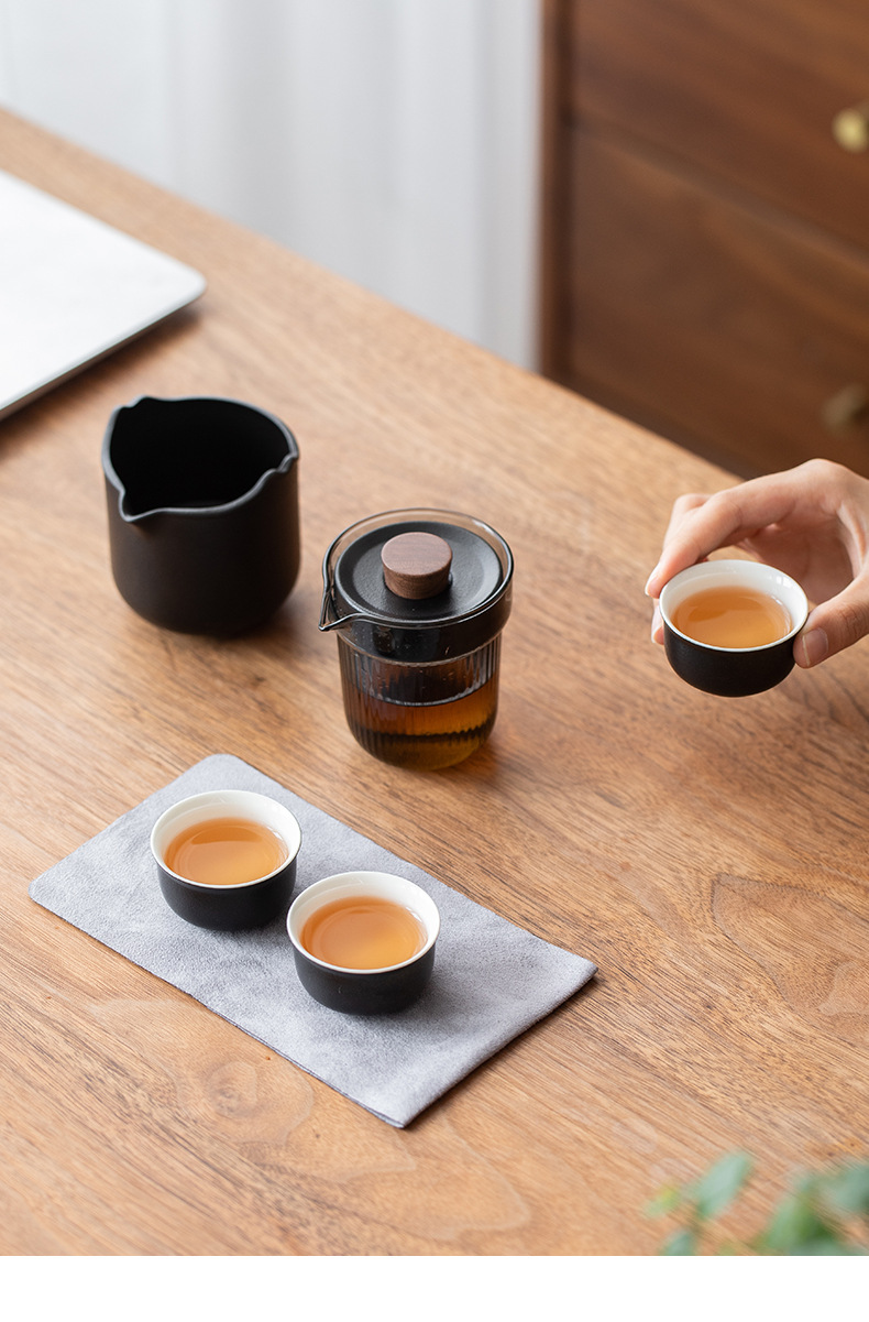 Travel tea set, Quick Guest cup, portable outdoor travel ceramic tea cup, one pot with three cups, festival souvenir pic 15