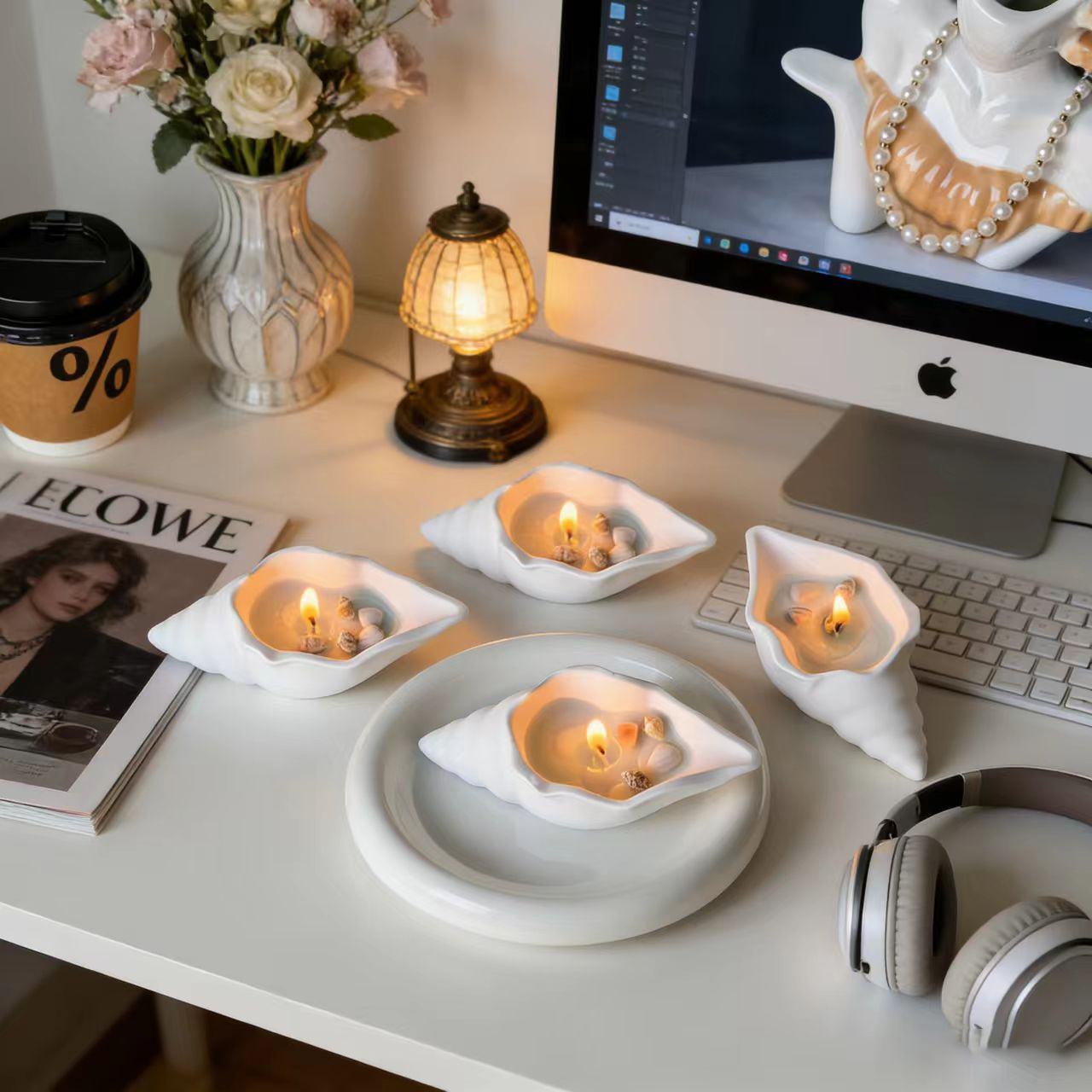 植物蜡海螺香薰蜡烛摆件 星辰大海海螺香薰蜡烛婚礼伴手礼装饰详情1