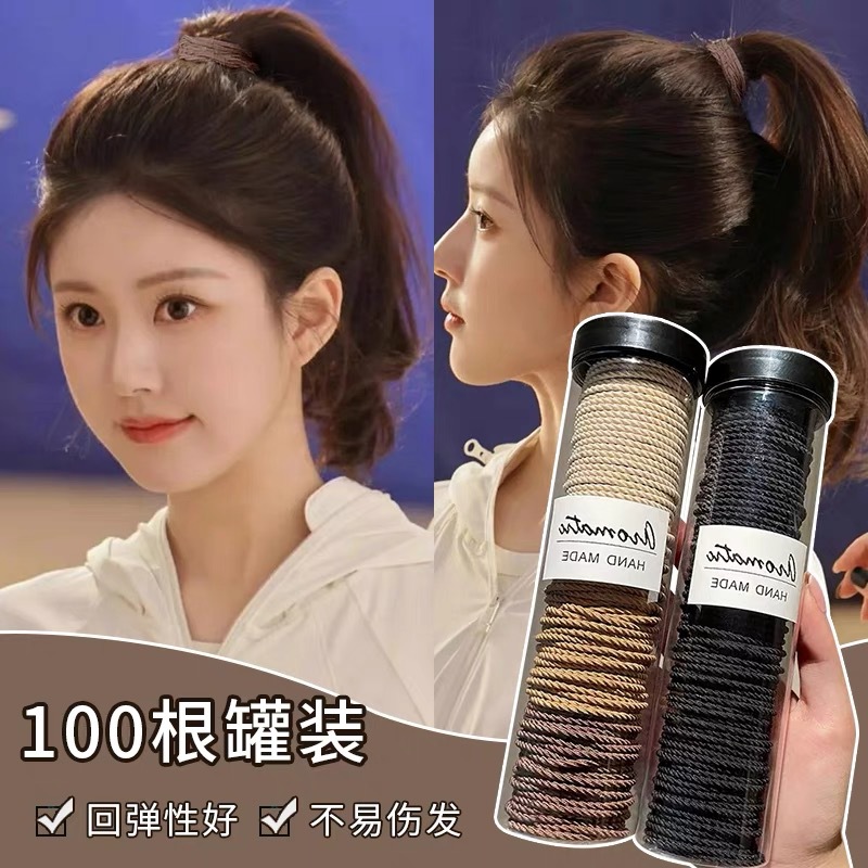 黑色皮筋女扎头头绳皮套高弹力耐用头饰发绳气质扎头发橡皮筋发圈详情3