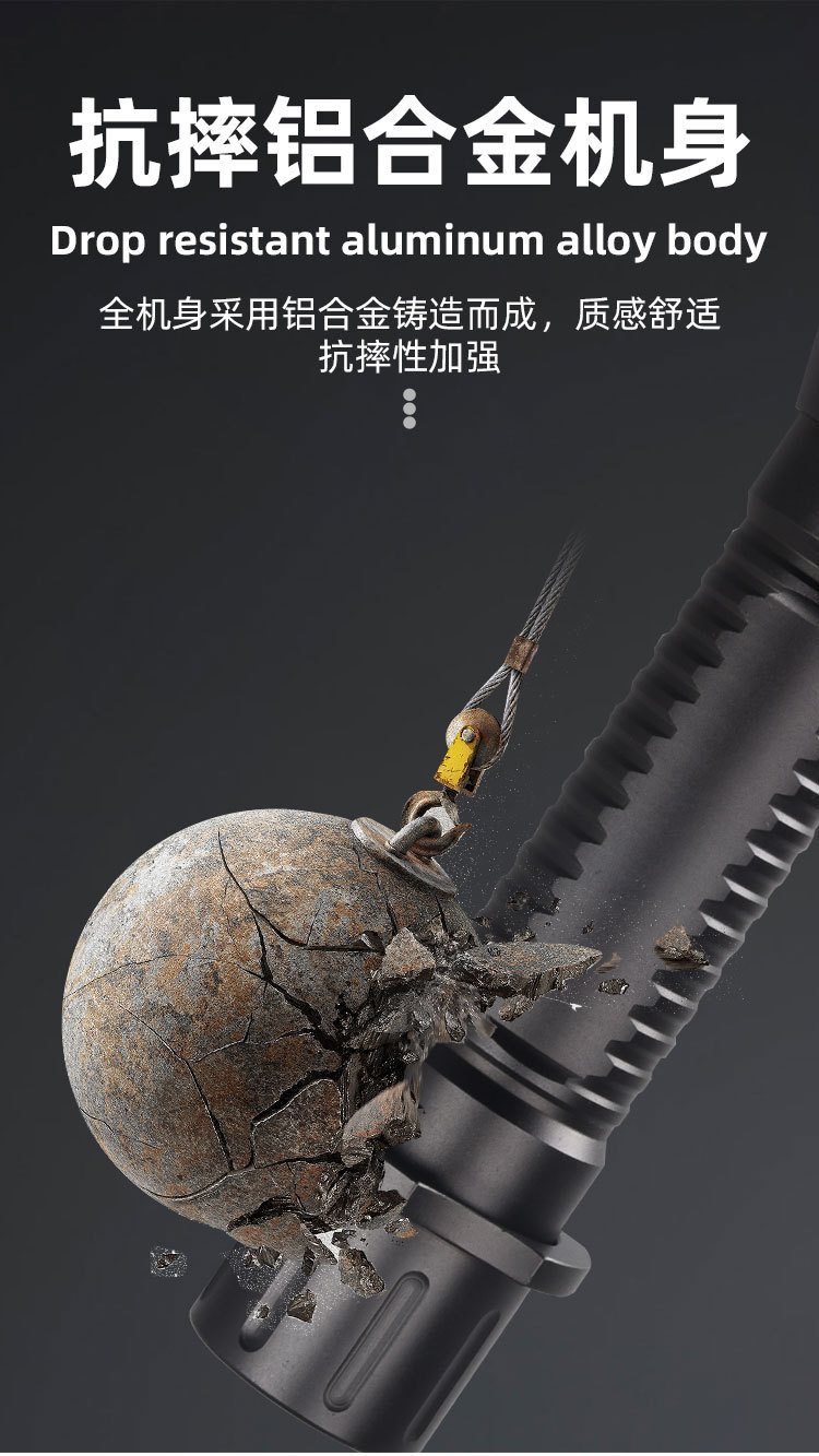 The new cross-border t40 high-intensity flashlight is a dual-purpose water and land charging fixed-focus ipx8 professional diving photography flashlight pic 9