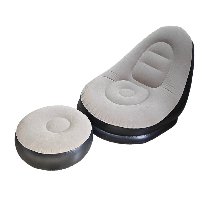 成人懒人沙发两件套带脚蹬马卡龙植绒沙发躺椅休闲充气沙发厂家直详情6