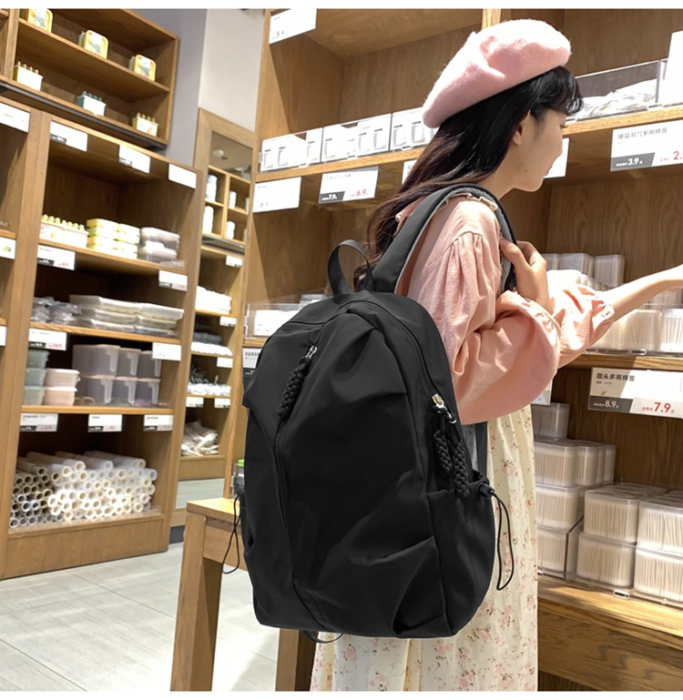 双肩包男士高级感大容量简约书包女大学生旅行背包纯色休闲批发详情8