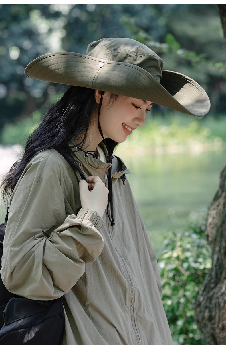 大帽檐轻盈透气防晒帽遮阳渔夫帽子女速干徒步登山帽男女详情12
