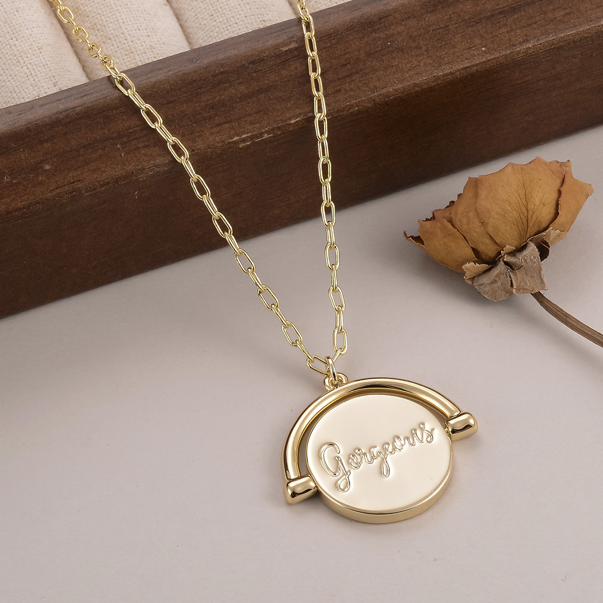 European and American letter fashion pendant, niche round English collarbone chain, versatile for women, light luxury, diamond-encrusted, personalized factory wholesale pic 47