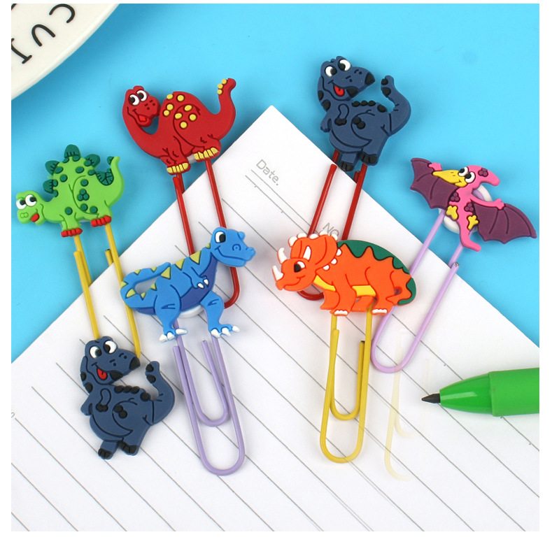 亚马逊新款恐龙书签 PVC软胶滴胶回形针书签派对礼品书签现货批发详情5