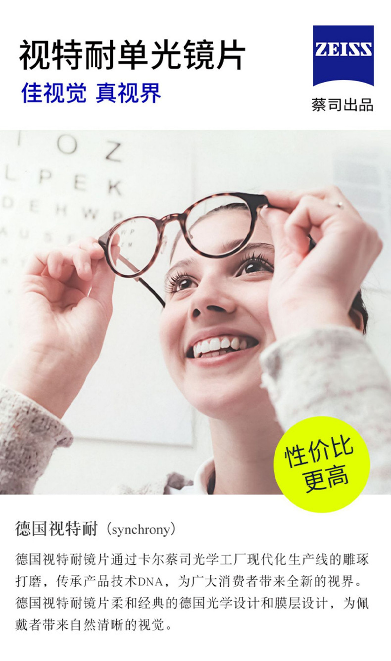 德国蔡司镜片树脂视特耐防蓝光超薄非球面高清近视眼镜片丹阳配镜详情3