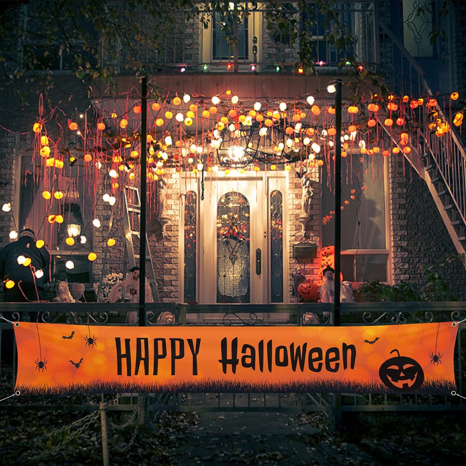 Customized cross-border Halloween couplet banner, festival decoration, polyester printed Halloween background cloth set, and hanging flag pic 12