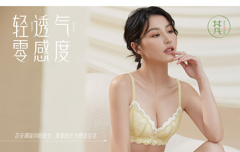 8068新品仙女蕾丝中厚小胸舒适柔软内衣女聚拢车缝棉杯文胸罩外贸详情2