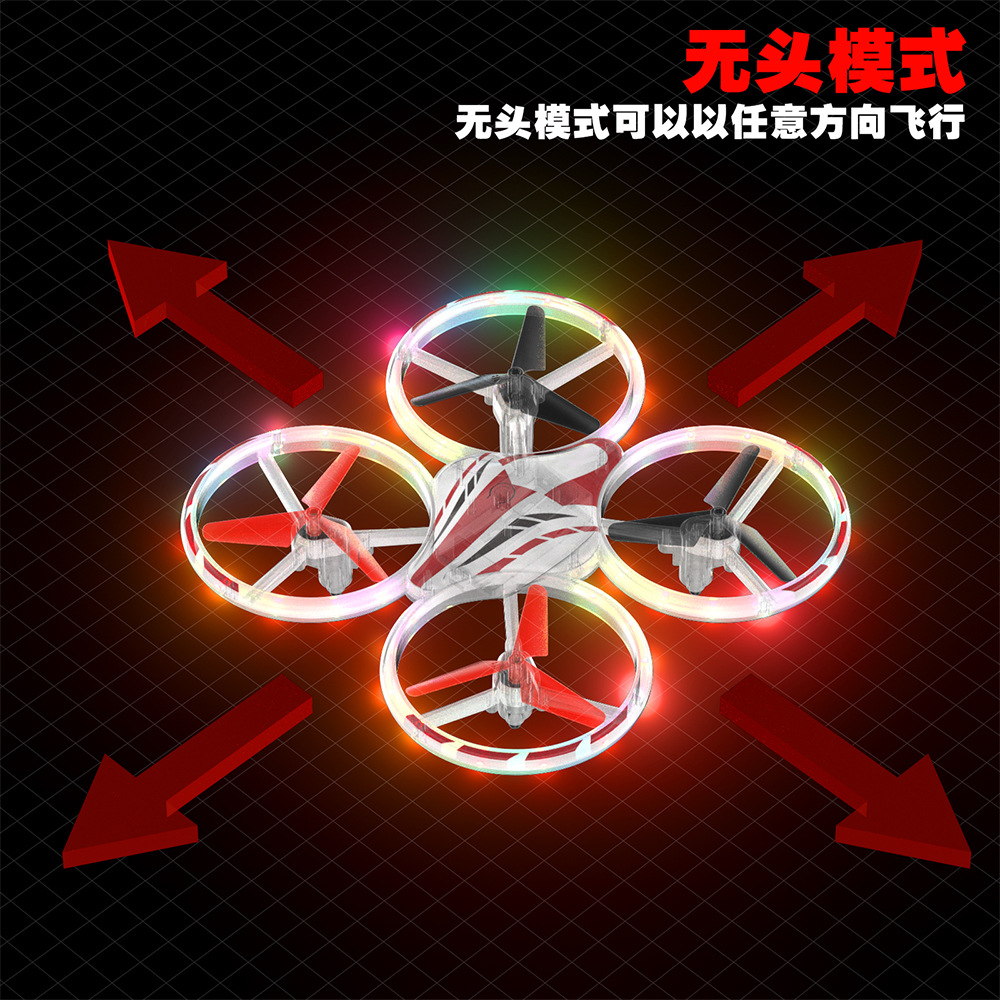 Cross-border LED drone light-emitting UFO sensing multi-rotor aircraft stunt rolling remote control aircraft toys pic 12
