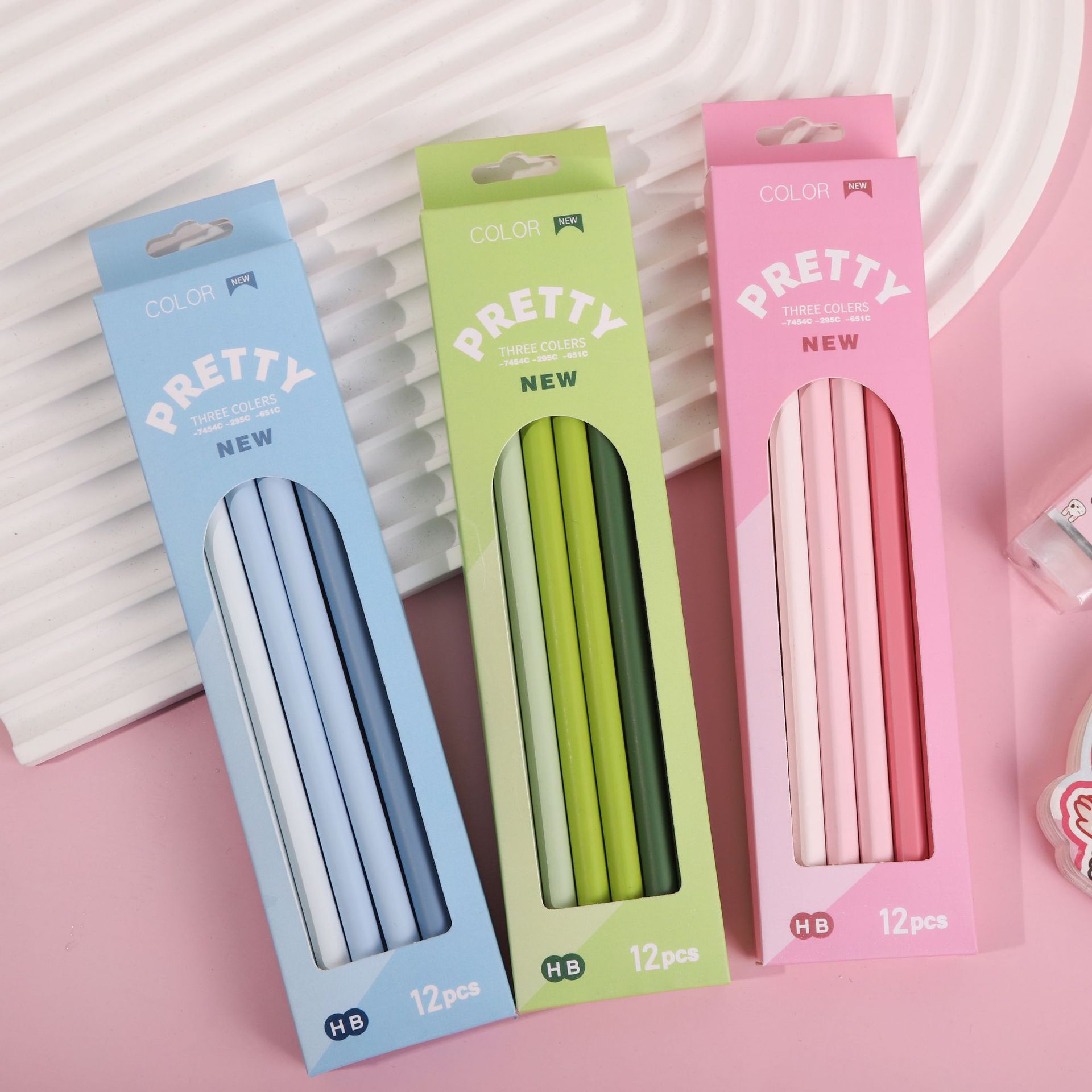奔贝儿2B铅笔12支一盒渐变hb铅笔小学生专用书写工具马卡龙圆杆笔详情3