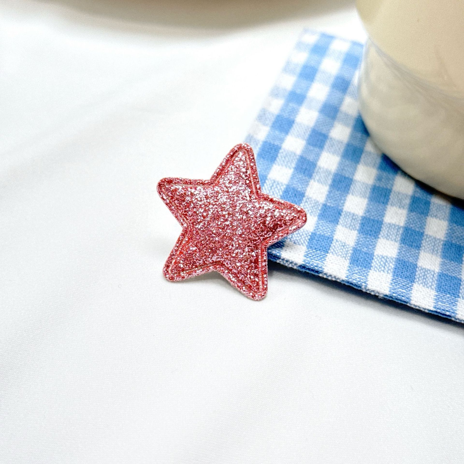 超声波压花星星闪粉DIY饰品配件PU亮面五角星儿童发饰发夹辅料详情13