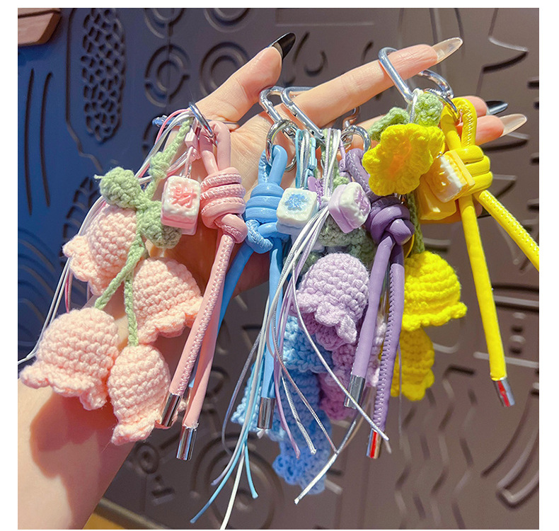 手工diy毛线编织风铃手绳钥匙扣miu系包包挂饰情侣汽车书包小挂件详情8