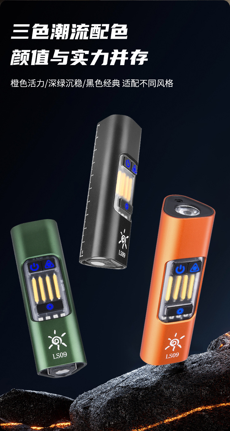 New EDC type-c charging work light with strong magnet side light, red laser multi-position hook, built-in battery pic 12