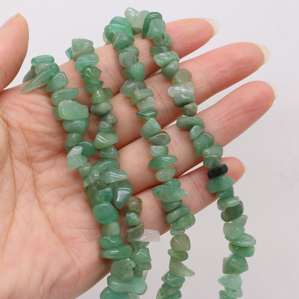Natural crushed stone green Dongling blue pine raw stone beads with holes semi-finished DIY jewelry handcrafted accessories wholesale pic 6