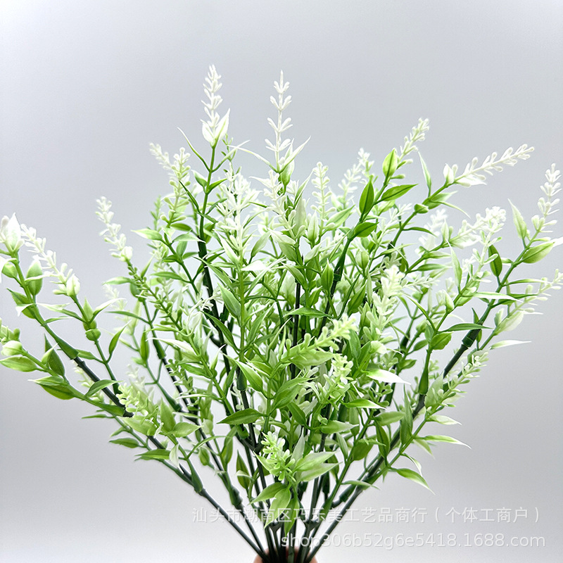 亚马逊仿真绿植7叉尖叶穗薰衣草盆栽花卉田园风植物花墙麦穗批发详情11