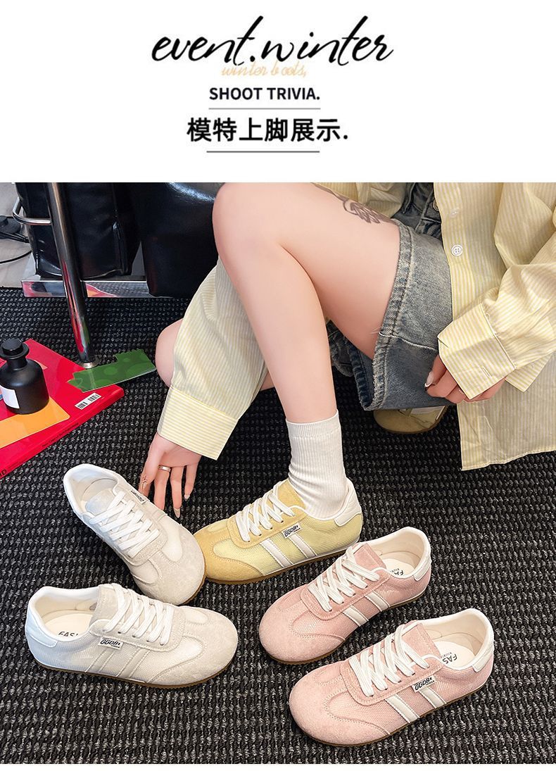 真皮平底小白鞋女鞋2025夏季新款网面德训鞋百搭休闲阿甘运动鞋子详情10