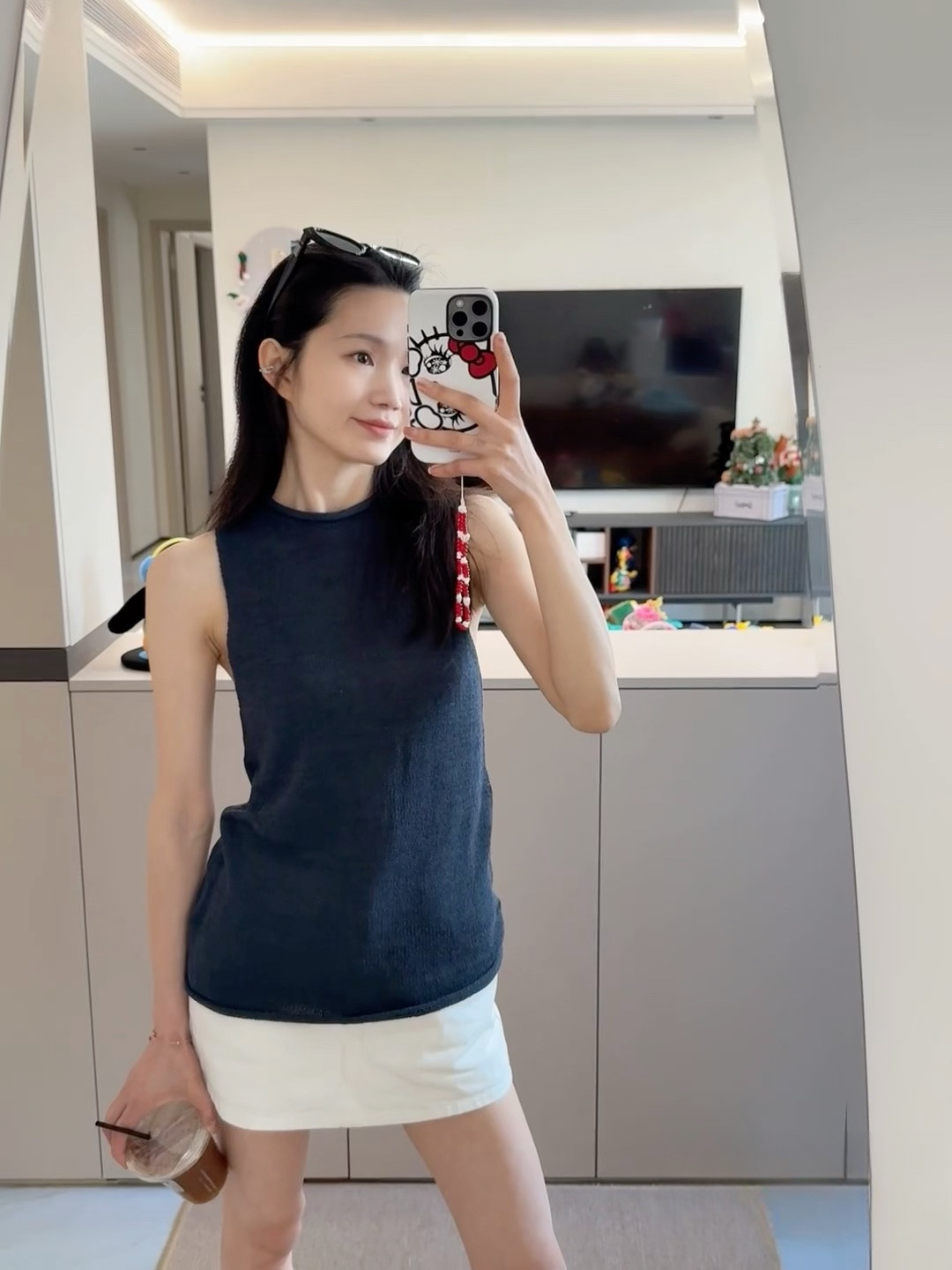 新款百搭多色亚麻棉感粗针织肌理颗粒半高领卷边毛织无袖背心5111详情23