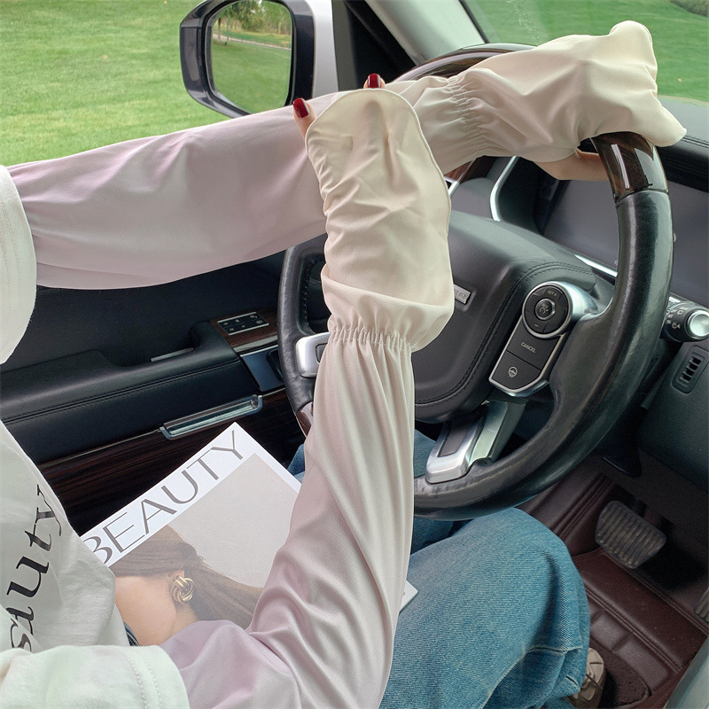 Gradient color ice sleeve sun protection for women, summer thin UV-resistant sleeve sleeves, long ice silk hand sleeves, arm guards, driving gloves, trendy pic 4