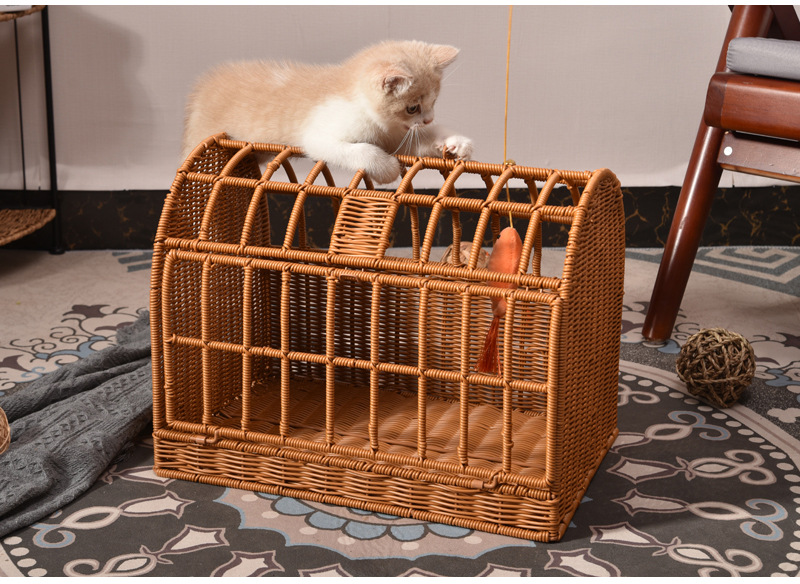 藤编手提猫笼宠物窝猫包宠物用品藤编猫笼详情12