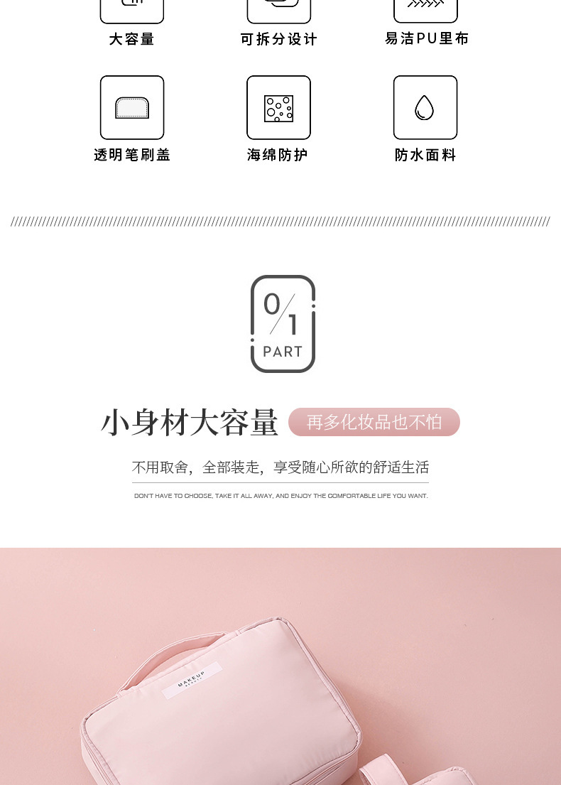 Wholesale of large-capacity, ins style, high appearance level, high-end feel, portable waterproof letter makeup bags for Internet celebrities pic 5