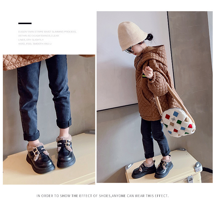 女童棉鞋加绒英伦风公主鞋2024秋冬新款保暖加厚软底小女孩豆豆鞋详情9