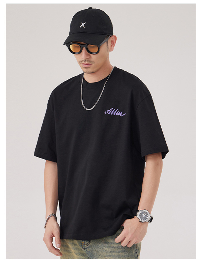 The 2025 summer new half-sleeved T-shirt for men is a trendy and versatile short-sleeved American retro printed loose round-neck T-shirt pic 40