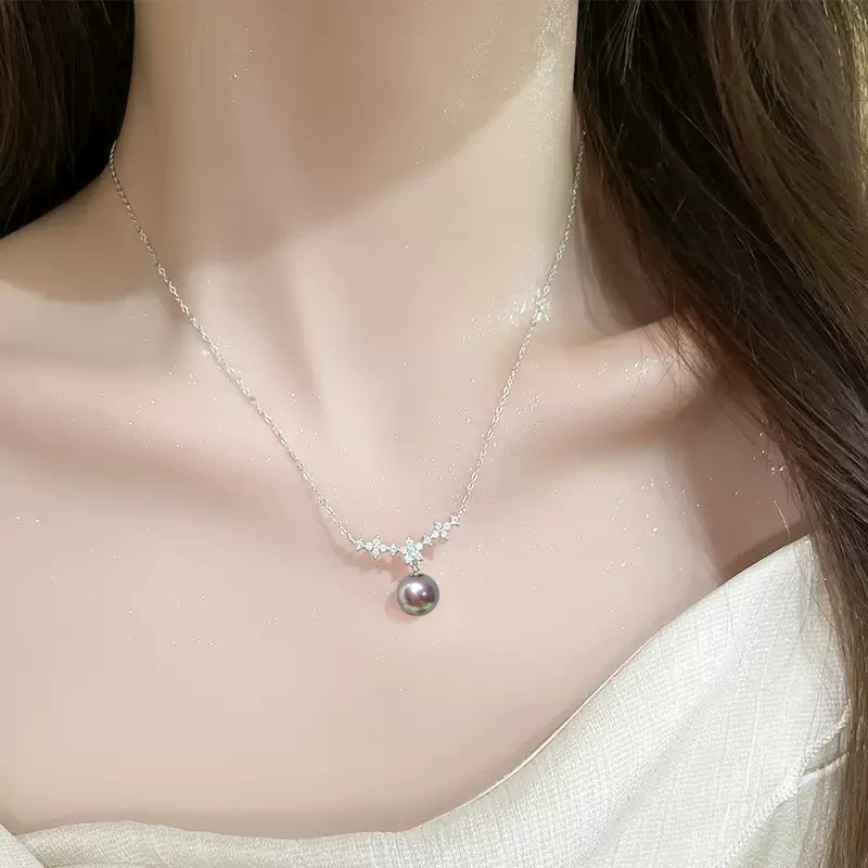 诸暨高品质5A级天然淡水珍珠项链妖紫色爱迪生仙女链珍珠吊坠批发详情11